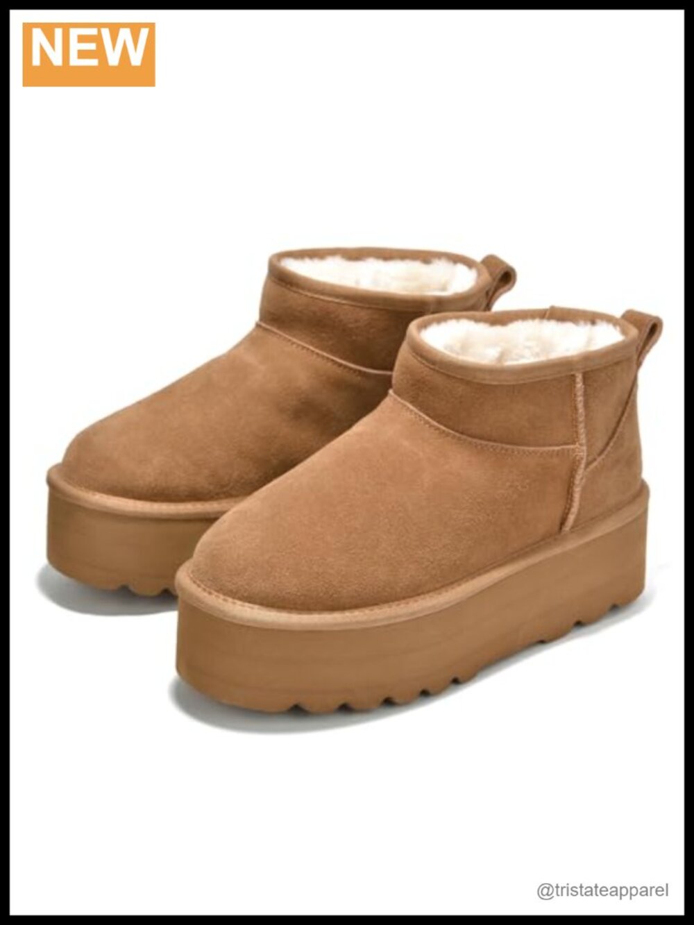 100% Genuine Suede Platform Winter Boots for Women Faux Fur Lining EVA Outsole